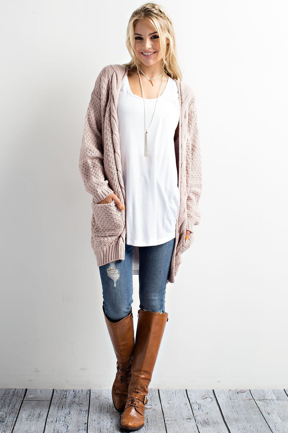 "Lost In Wanderlust" Open Cardigan (Twig)