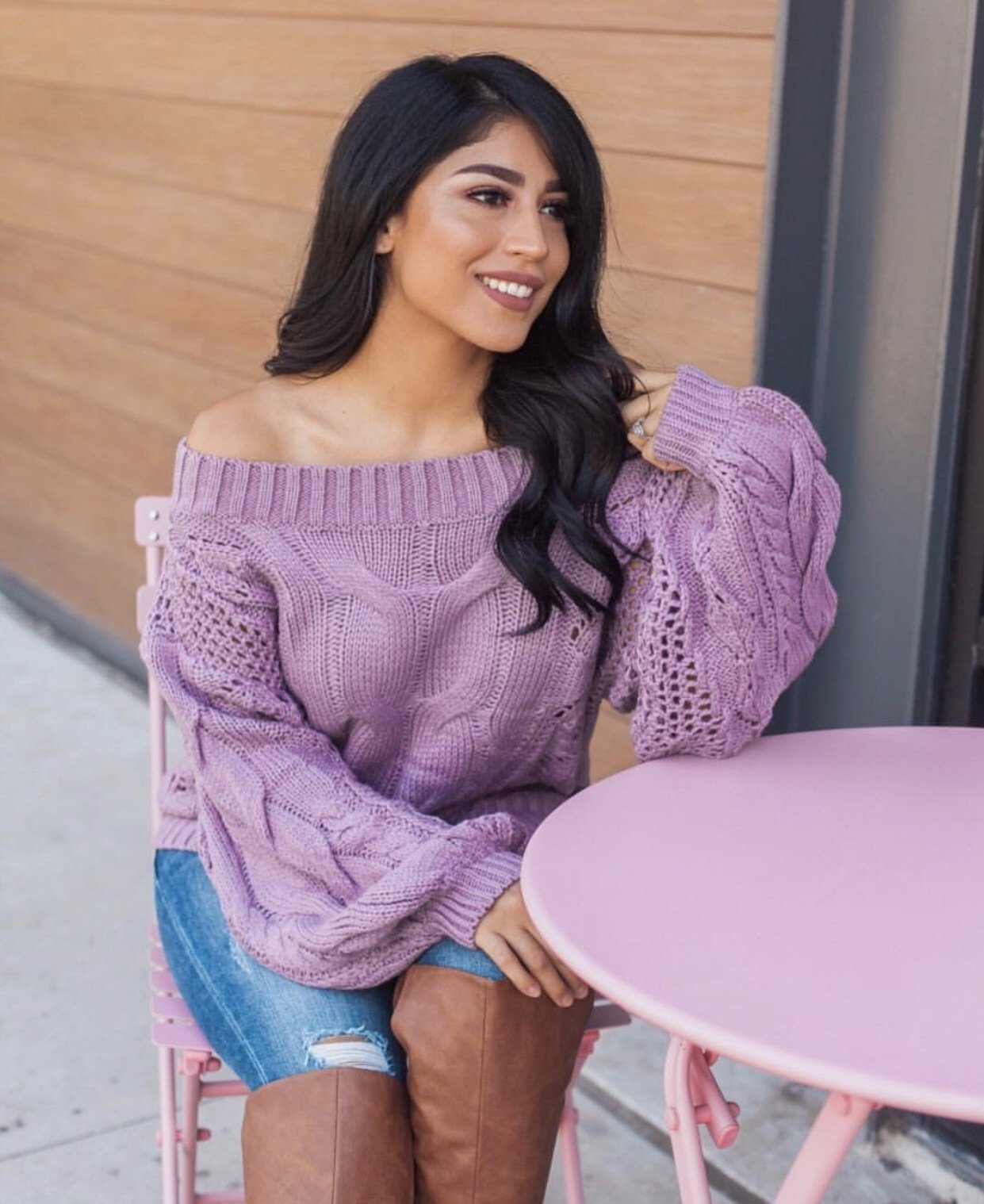 "When Autumn Calls" Knit Sweater (Purple)