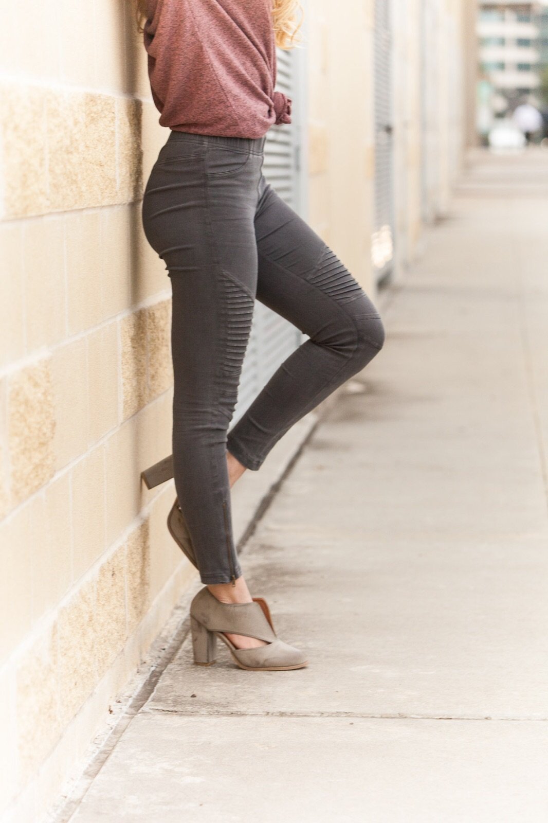 "Set The Trend" Moto Leggings (Dark Grey)